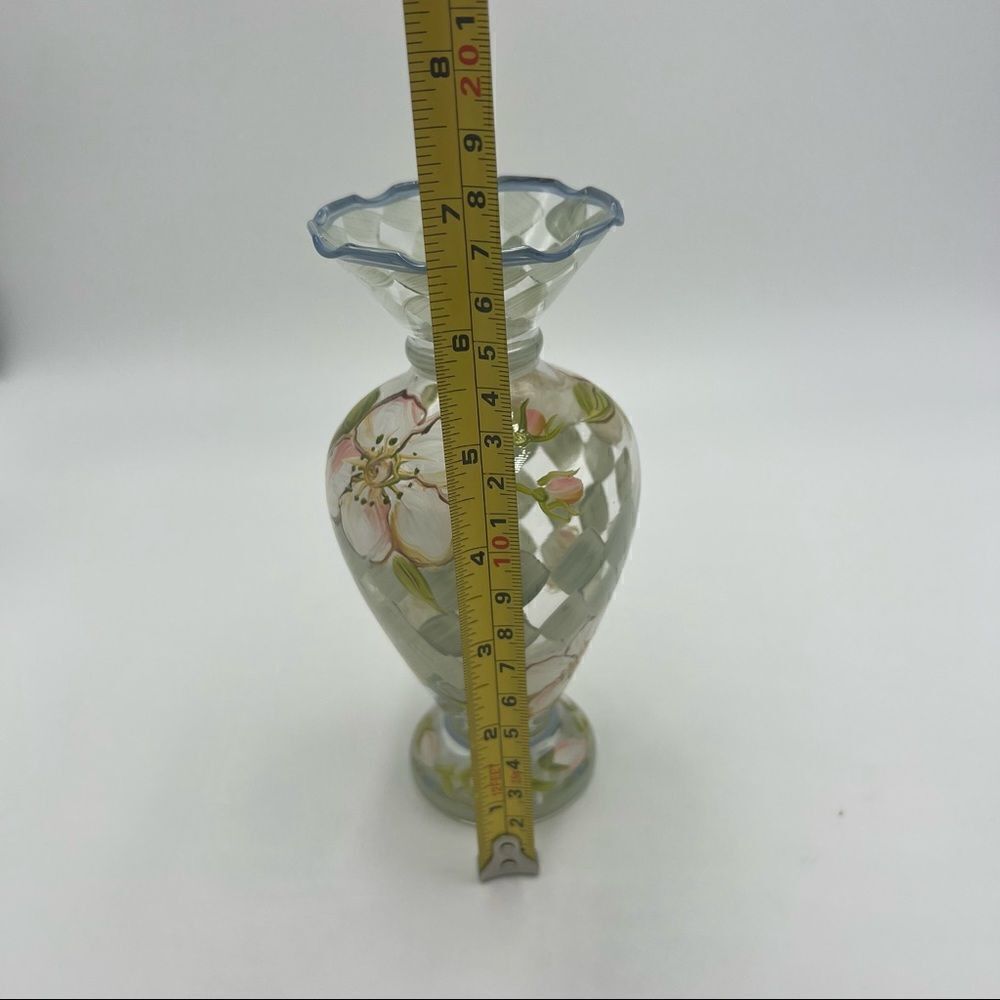 Tracy Porter Small Hand-painted Harlequin and Floral Glass Vase - Picture 4 of 6